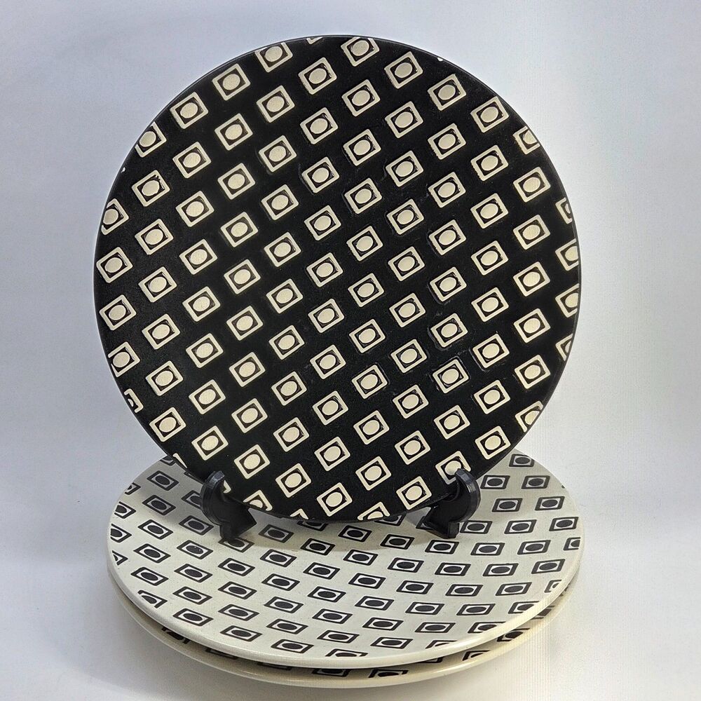 Tabletops Lifestyles "TEMPO" Set Of 3 Contrasting  11 1/2" Dinner Plates GUC